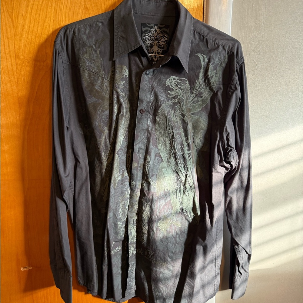 Roar Black Shirt with Intricate Design